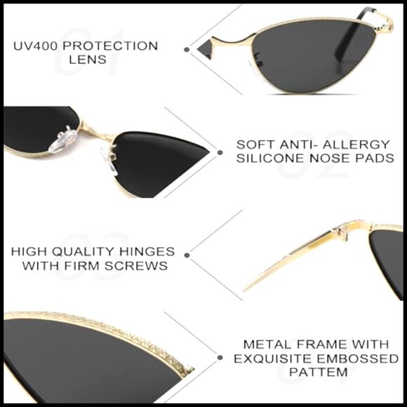 Trendy Oval Cat Eye Sunglasses Metal Frame UV400 Protection main image 5